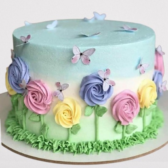 Beauteous Butterfly Flower Cake 