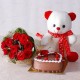 Cute Teddy Flower and Cake combo