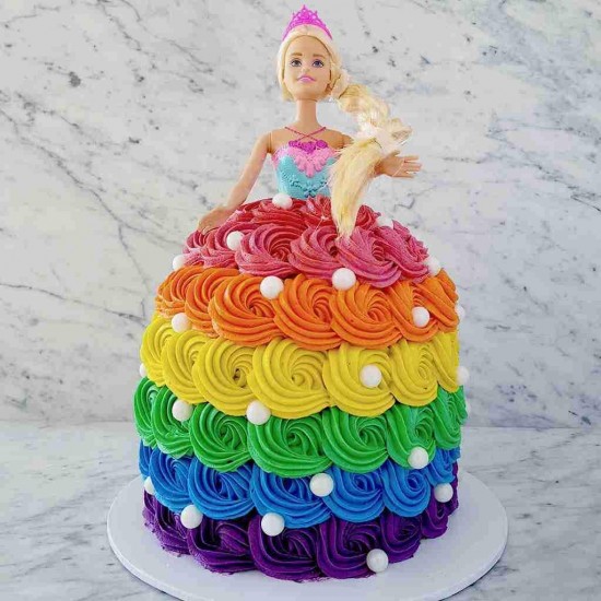 Rainbow Barbie Cake